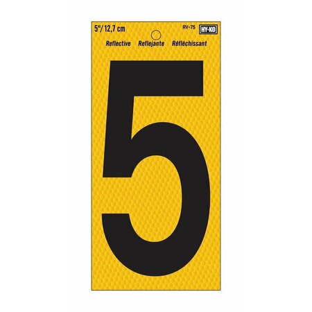 HY-KO Number 5 Yellow 5 in.Reflct RV-75/5